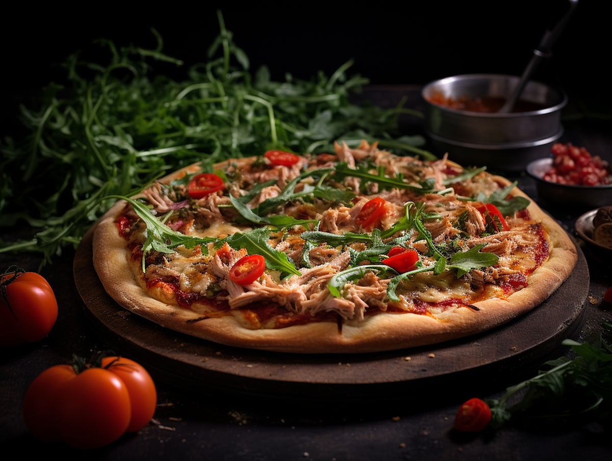 Pizza mit Thunfisch, Paprika und Rucola - TASTE EXPLORER - Ich liebe Essen!