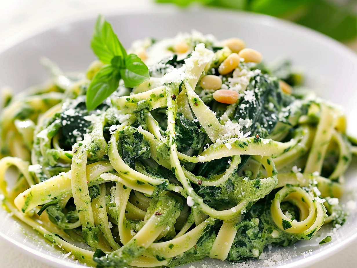 Mit Spinat-Pasta zauberst du ein cremiges Gericht